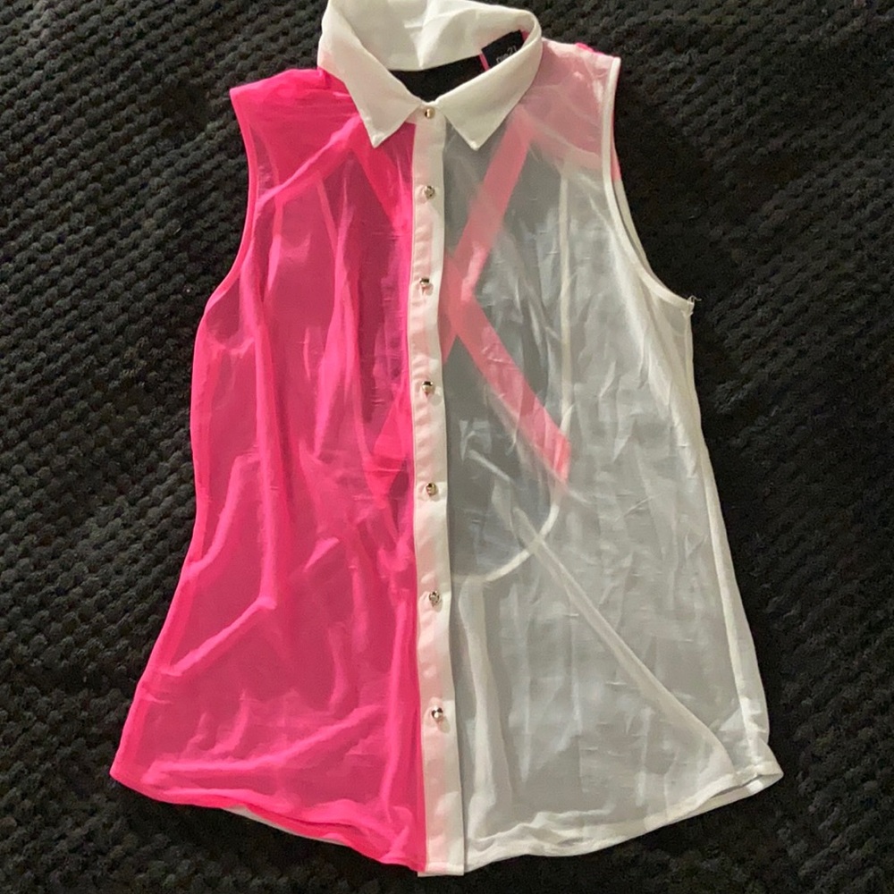 Rue 21 blouse hot pink/white size medium